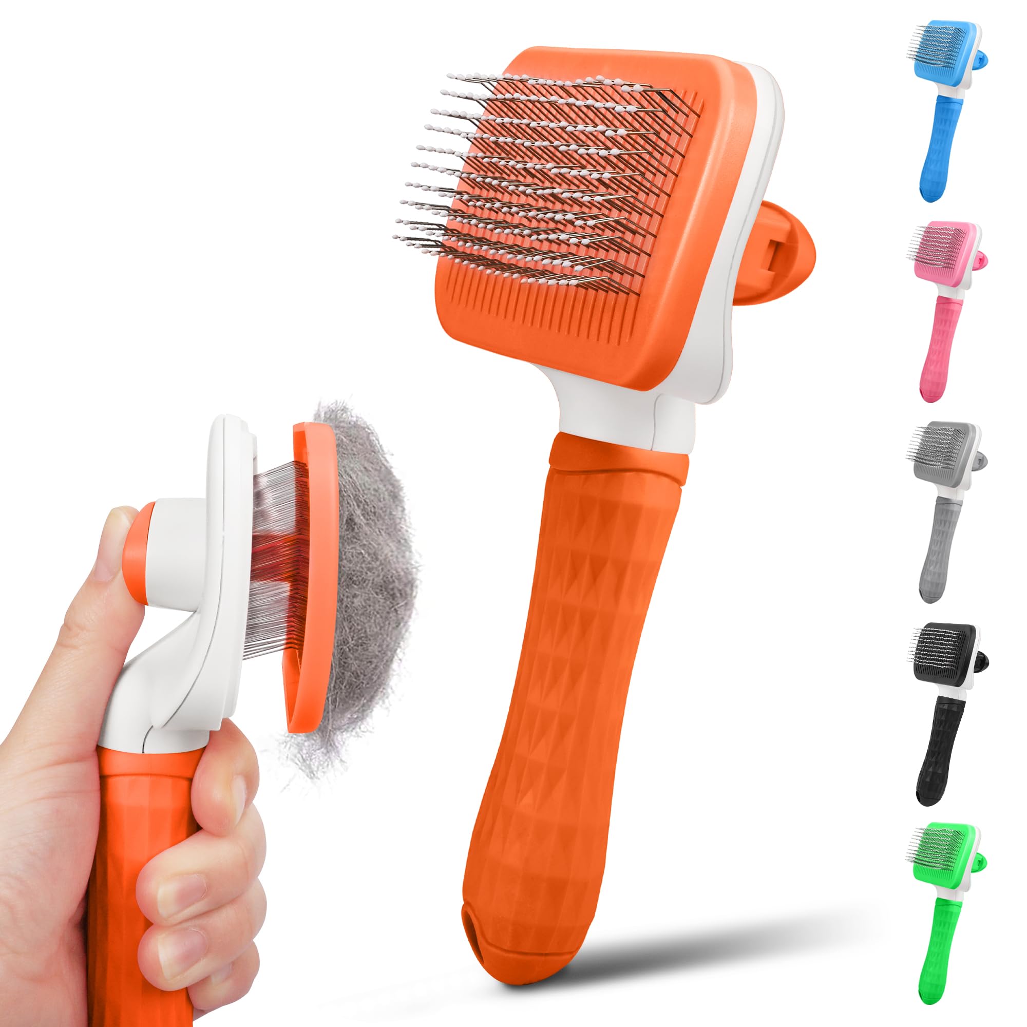 PWOD Dog & Cat OIF8 Brush, Self Cleaning Slicker Brush for Pets