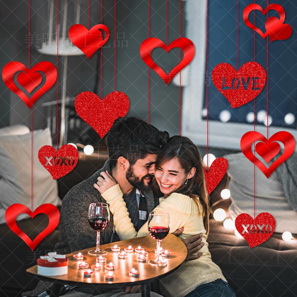 PWOPWOE 16 Pcs Valentine's Day Indoor Outdoor Home Office Hanging Decor