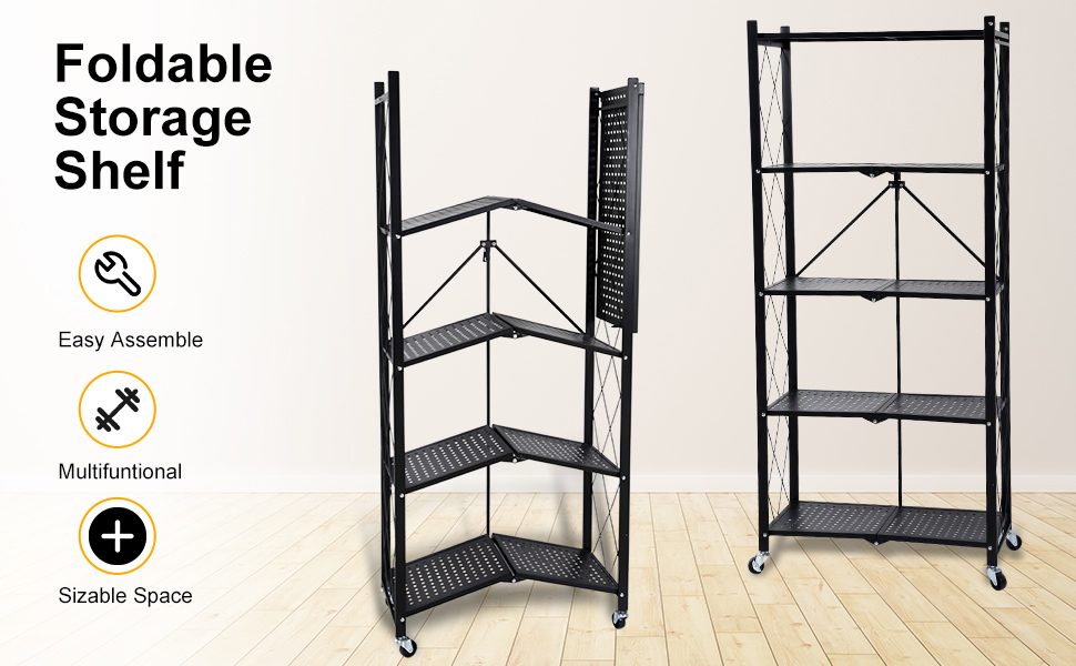 PWOPWOE 5Tier Heavy Duty Foldable Metal Rack Storage Shelving Unit