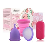 PWOPWOE Menstrual Cup Reusable Period Cup Alternative to Tampon and Pad Medical Grade Silicone Cups Menstrual Disc is Hypoallergenic BPA Free Plastic Free Phthalate Free