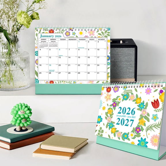PWOTUD Desk Calendar 2026, English Desk Calendar, Keepsake Gift Set, Versatile Daily Layout, 18 Months 365 Day Countdown Monthly Planning Calendar