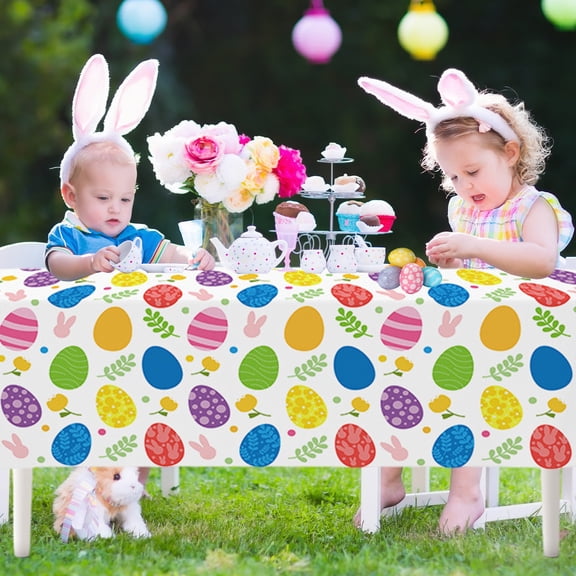 PWOTUD Easter Decorations, Easter Tablecloths, Party Tablecloths Waterproof Oil Resistant Disposable, Birthday Party Decoration Tablecloths, Easter Decor 54 X 108 in