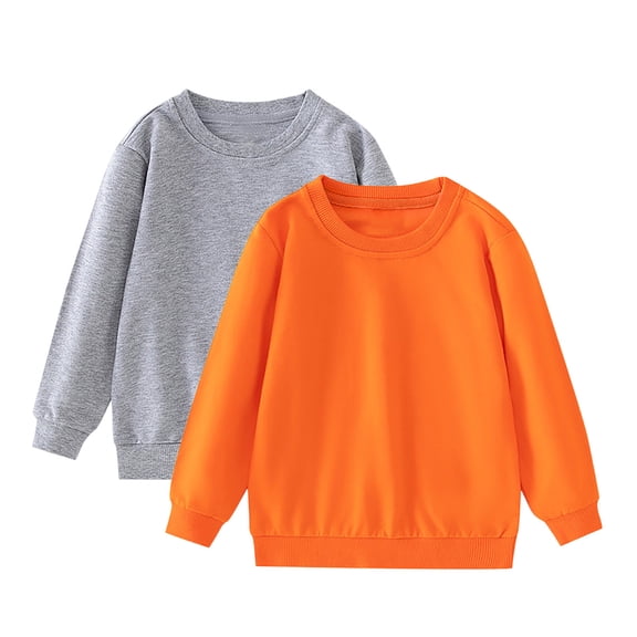 PWPSG 2-Pack Unisex Kids Basic Crewneck Sweatshirt Spring Fall Cotton Sweatshirts Solid Long Sleeve Pullover Tops Daily Casual Sweatshirts Gray 1 Year