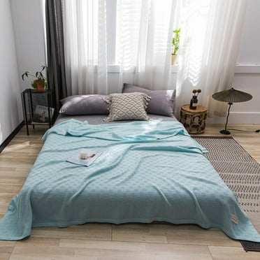 PWPSG Cotton Bed Blanket Twin Cotton Thermal Blanket Lightweight Bed Throw Breathable Premium Soft Comfortable Blanket for All Season Green