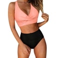 thumbnail image 1 of PWPSG Crisscross Twist Solid High Waisted Two Piece Swimsuit Butt Lifting Contouring for Daily Swimming Beige S, 1 of 6