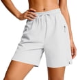 thumbnail image 1 of PWPSG Drawstring Elastic Waist Side-Slit Athletic Bermuda Shorts, Lightweight Quick-Dry Gym Shorts White M, 1 of 9