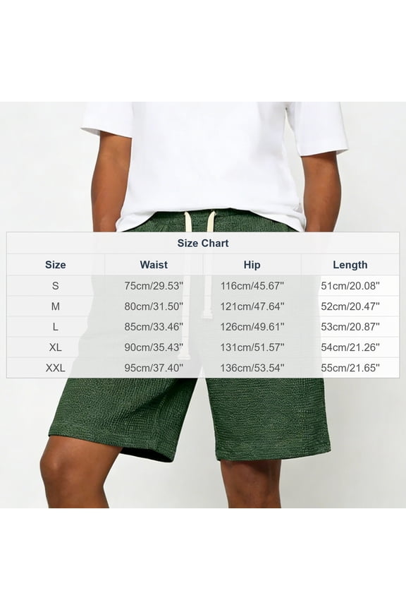 Drawstring Elastic Waist Textured Casual Bermuda Shorts, Lightweight Breathable Straight Leg Shorts Green S