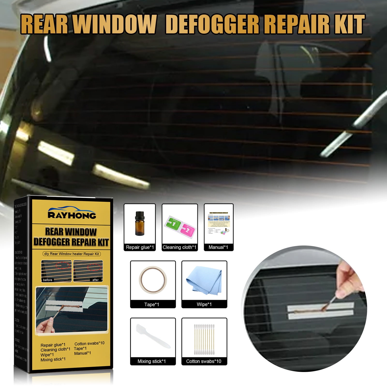 PWPSG Electric Window Defroster Repair Kit Quick DIY Rear Windshield