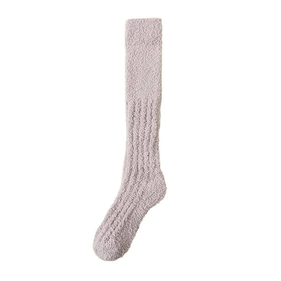PWPSG Fuzzy Calf Socks for Women Fluffy Fall Winter Warm Socks Comfy Non-Slip Socks for Home Holiday Gifts (Assorted Colors) Dark Blue Free Size