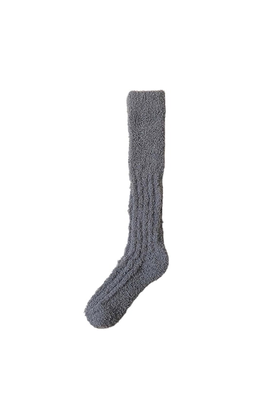 Fuzzy Calf Socks for Women Fluffy Fall Winter Warm Socks Comfy Non-Slip Socks for Home Holiday Gifts (Assorted Colors) Dark Gray Free Size