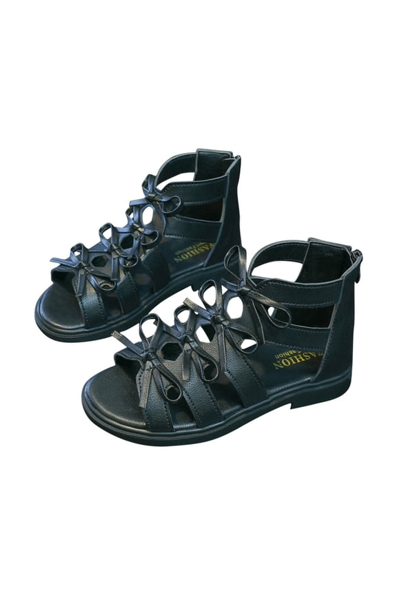 Girls Fashion Low Heels Sandals Open Toe Ankle Strap Summer Casual Sandals Wedding Party Dance Heeled Sandals for Girls Black 4 Years