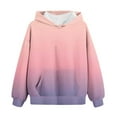 thumbnail image 1 of PWPSG Girls Gradient Color Sweatshirts Trendy Preppy Hooded Sweatshirts Daily Casual Hoodies Oversized Long Sleeve Pullover Tops for 2-14 Years Pink 2 Years, 1 of 5
