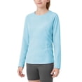 thumbnail image 1 of PWPSG Girls Spring Long Sleeve Tops Quick Dry Breathable Summer Sun Protection Shirts Casual Crewneck Workout Blouses with Pockets Light Blue 12 Years, 1 of 9