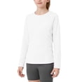 thumbnail image 1 of PWPSG Girls Spring Long Sleeve Tops Quick Dry Breathable Summer Sun Protection Shirts Casual Crewneck Workout Blouses with Pockets White 12 Years, 1 of 8