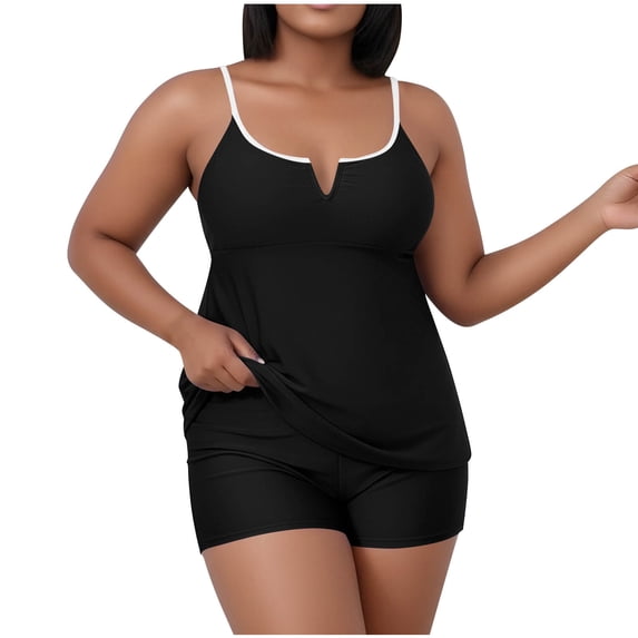 PWPSG Halter Cutout Two Piece Swimsuit High Waist Defined Contouring for Swimming Sessions Black XXL