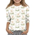 thumbnail image 1 of PWPSG Happy Easter Day Shirt for Kid 3D Graphic T Shirts Cute Easter Eggs & Bunny Rabbit Prints Tops 3/4 Sleeve Crewneck Blouses Spring Fall Outfits for Girl Multicolor 4 Years, 1 of 9