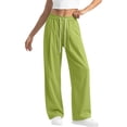 thumbnail image 1 of PWPSG High Waist Drawstring Pleated Wide Leg Casual Pants, Breathable Comfort Trousers for Daily Commute & Trendy Work Outfits Green XXL, 1 of 6