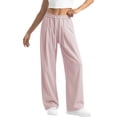 thumbnail image 1 of PWPSG High Waist Drawstring Pleated Wide Leg Casual Pants, Breathable Comfort Trousers for Daily Commute & Trendy Work Outfits Pink M, 1 of 5