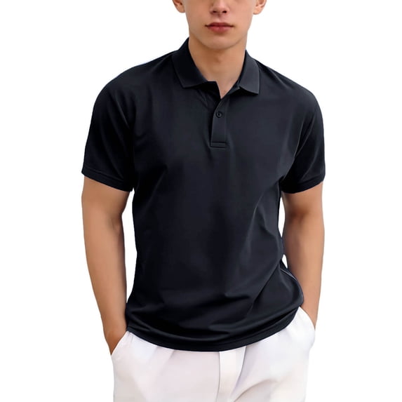 PWPSG Kids Back to School Shirts Summer Casual Shirts Lightweight Quick Dry Athletic Breathable Blouses Solid Lapel Short Sleeve Tops Black 9-10 Years