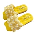 thumbnail image 1 of PWPSG Kids Slippers Girls Summer Beach Vacation Slides Open Toe Soft Sole Anti-Slip Indoor Casual Slippers Dressy Flats Sandals Yellow 7.5 Years, 1 of 4