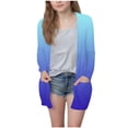 thumbnail image 1 of PWPSG Lightweight Cardigan for Teen Girl Long Sleeve Open Front Outewear Coat Color Block Tunic Tops Loose Daily Casual Cardigans with Pockets Blue 120, 1 of 6