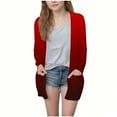 thumbnail image 1 of PWPSG Lightweight Cardigan for Teen Girl Long Sleeve Open Front Outewear Coat Color Block Tunic Tops Loose Daily Casual Cardigans with Pockets Wine 140, 1 of 6