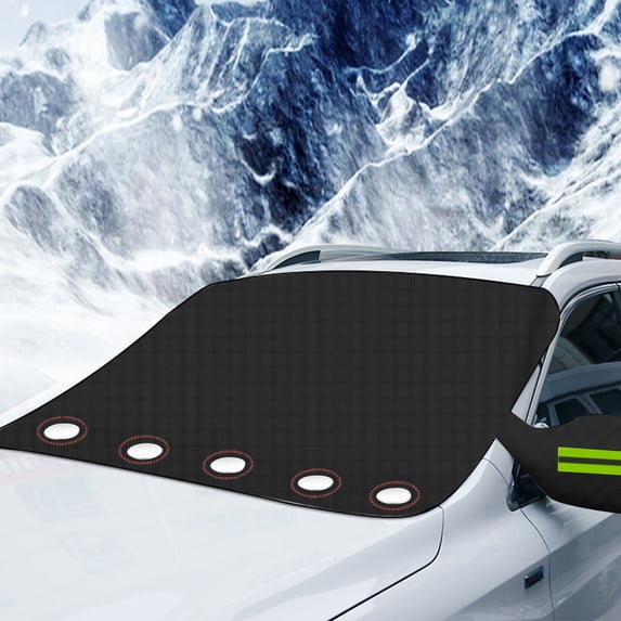 PWPSG Magnetic Car Windshield Snow Cover - Universal Frost Guard for Ice, Snow Protection, Fits Most Cars, SUVs, Trucks - All Weather Defense Black