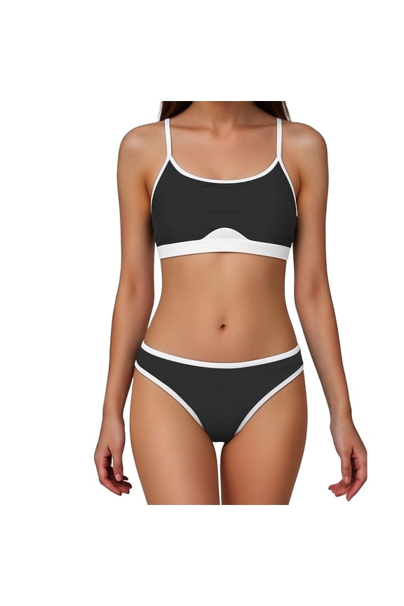 Monstera Texture Raglan Long Sleeve Two Piece Swimsuit Boyleg Tummy Control Slimming for Beach Black S