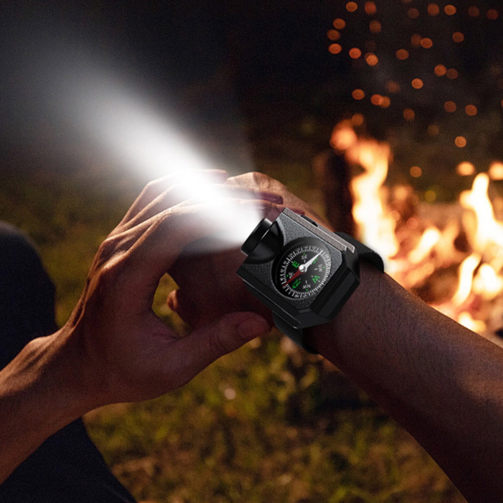 PWPSG Outdoor Camping Survival Tactics Watch Flashlight White Lasers