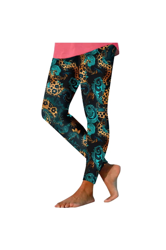 Paisley Print High Waist Stretch Tight Vacation Pants, Breathable Comfort Trousers for Beach Strolls & Leisure Outings Black S