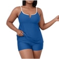 thumbnail image 1 of PWPSG Plus Size Square Neck Cami Two Piece Swimsuit with Boyleg Supportive Shaping Blue XXL, 1 of 7