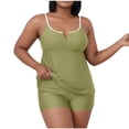 thumbnail image 1 of PWPSG Plus Size Square Neck Cami Two Piece Swimsuit with Boyleg Supportive Shaping Green XL, 1 of 7