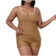 thumbnail image 1 of PWPSG Plus Size Square Neck Cami Two Piece Swimsuit with Boyleg Supportive Shaping Yellow XXL, 1 of 7