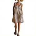 thumbnail image 1 of PWPSG Sleeveless Square Neck Overalls, Front Patch Pocket, Loose Cutting, Side Pockets and Skin-Friendly Fabric for Daily Comfort Beige XXL, 1 of 7