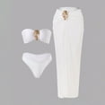 thumbnail image 1 of PWPSG Strapless Bandeau Bikini Two Piece Swimsuit with Metal Accent Mesh Maxi Skirt Cover Up White M, 1 of 6