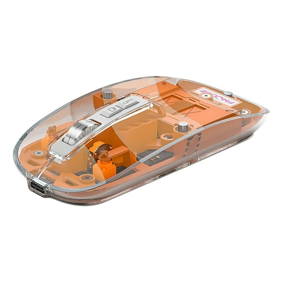 PWPSG Wireless Bluetooth Transparent Mouse,The Third Mock Examination Transparent Mouse with Rechargeable Bass Orange