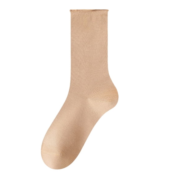 PWPSG Women Cotton Socks Mid Calf Crew Socks Solid Color Casual Socks Breathable Workout Socks 1 Pair Khaki Free Size