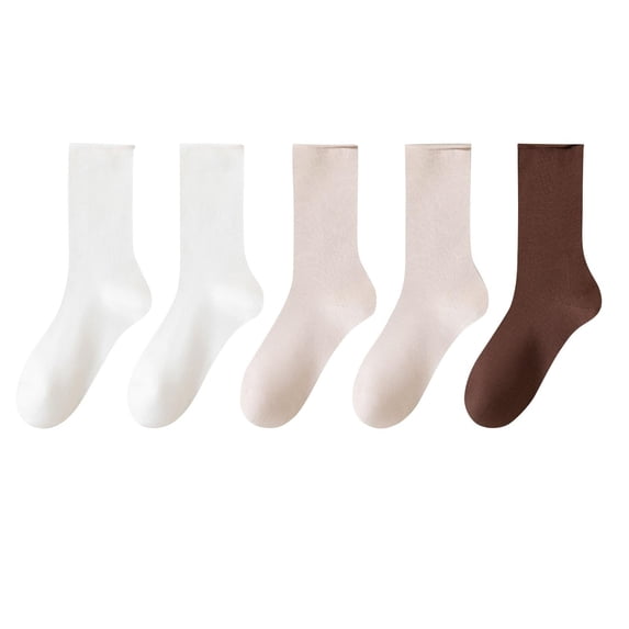 PWPSG Women Cotton Socks Mid Calf Crew Socks Solid Color Casual Socks Breathable Workout Socks 5 Pair Assorted Colors Set Socks Multicolor Free Size
