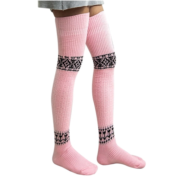 PWPSG Women Thigh High Socks Extra Long Cable Knit Sock Warm Tall Long Boot Stockings Fashion Out Going Casual Socks Pink