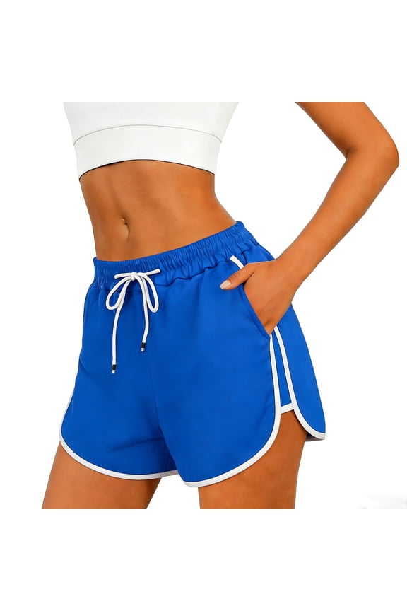 Women’s Athletic Shorts, 3 Inch Quick Dry Lightweight Shorts for Marathon Training Fitness Running Sports Blue L