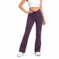 thumbnail image 1 of PWPSG Women's Bubble Yoga Pants Drawstring Fold Over Flare Leggings Pilates Casual Lounge Pants Purple S, 1 of 8