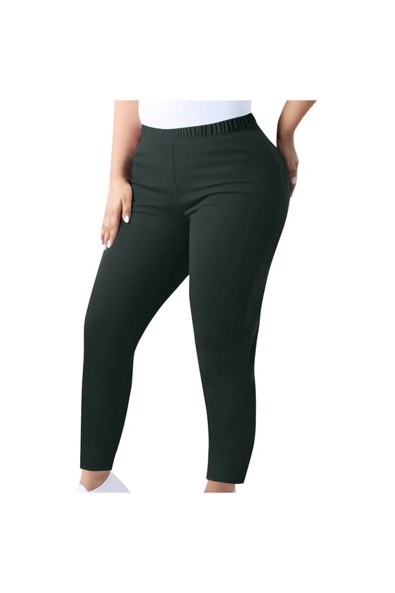 Women's Cropped Skinny Leggings, High Rise Slim Tapered Leg, Side Patch Pockets with Thick Stretch Knit for Indoor Gym Training in Fall Winter Gray M