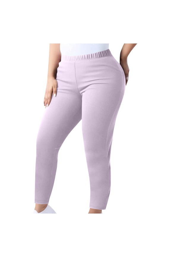 Women's Cropped Skinny Leggings, High Rise Slim Tapered Leg, Side Patch Pockets with Thick Stretch Knit for Indoor Gym Training in Fall Winter Pink XXL
