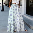 thumbnail image 1 of PWPSG Women’s Drawstring Tiered Maxi Skirt, Outline Floral Line Print Relaxed A Line Fabric, Flowy Hem for Lakeside Picnics White XL, 1 of 7