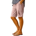 thumbnail image 1 of PWPSG Women's Elastic Waist Loose Casual Linen Capri Pants, Breathable with Pockets, Multi Colors for Daily Commute Wear Pink XXXL, 1 of 6