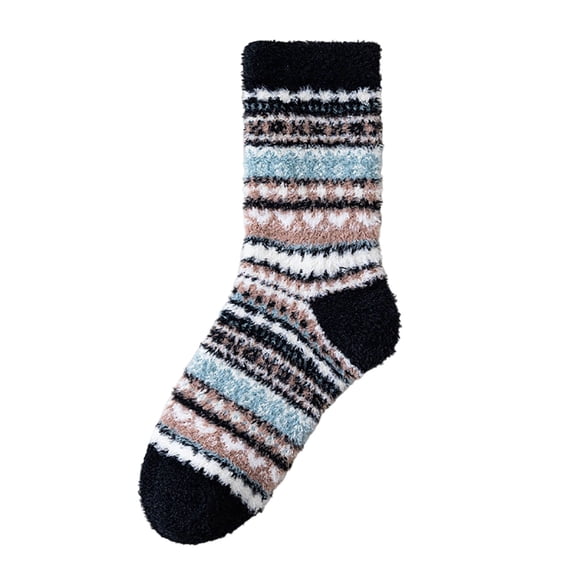 PWPSG Women's Fuzzy Socks Fall Winter Warm Socks Ethnic Style Mid Tube Socks Daily Casual Non Slip Workout Socks White Free Size