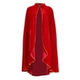 thumbnail image 1 of PWPSG Women's Halloween Solid Cloak Velvet Full Length Stand Collar Sleeveless Hook Robe Mantle Cape for Villain Cosplay Party Red Free Size, 1 of 7