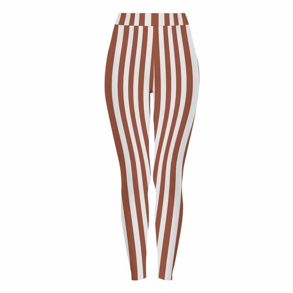 PWPSG Women’s High-Rise Halloween Leggings with Wide Vertical-Stripe Print Seamless Waist Full-Length for Block Parties Red XXXL