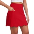 thumbnail image 1 of PWPSG Women’s High Waist Athletic Skort, Scalloped Hem Stretch Breathable Fabric, Built-In Liner for Outdoor Yoga Red XXL, 1 of 8