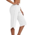 thumbnail image 1 of PWPSG Women's High Waist Side Split Yoga Capri Pants, Slim Fit with Pockets for Workout Running Daily Wear White M, 1 of 5